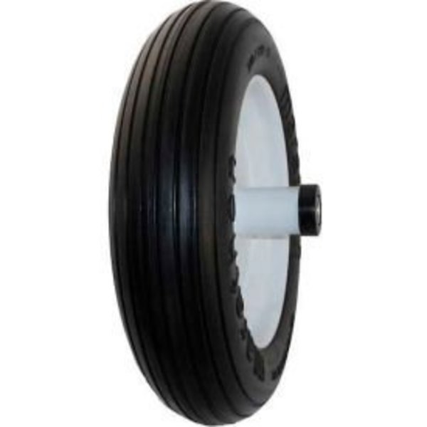 Marathon Industries Marathon 00003 3.50/2.50-8 Flat Free Wheelbarrow Tire - Ribbed Tread - 6" Centered - 5/8" Bearings 00003